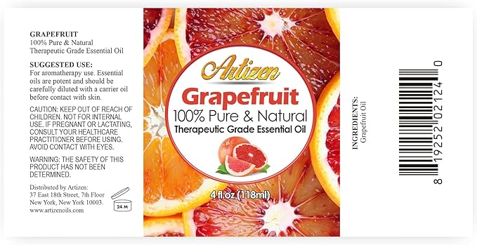 Artizen 4oz Oils - Grapefruit Essential Oil - 4 Fluid Ounces