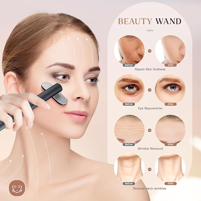 Allnice Light Therapy Wand 7 in 1 Red Light Therapy for Face and Neck, LED Light Therapy Face Skincare Wand with Microcurrent Face Neck Massager