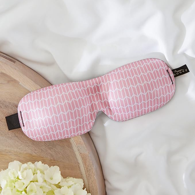 Bucky 40 Blinks No Pressure Printed Eye Mask for Travel & Sleep, Pink Chevron, One Size