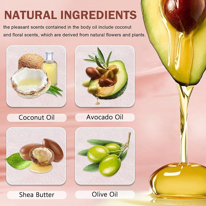 Body Glow Oil,SPF 45 Broad Spectrum,Body Oil Shimmer Sunscreen with Rose Gold Mica,Lightweight Non-Sticky,Moisturizing Coconut,Absorbs Quickly,3.72 fl oz,ROSE