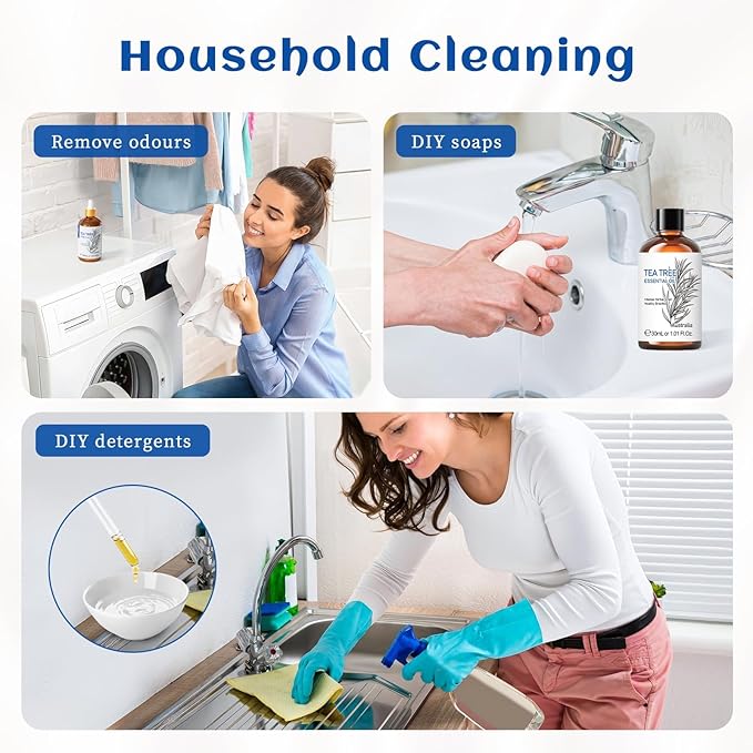 HIQILI 1 Fl Oz Tea Tree Oil, Nail Growth, Hair Restoration, Can be Added to Shampoo, Body wash, Foot Soak Use - 30ML