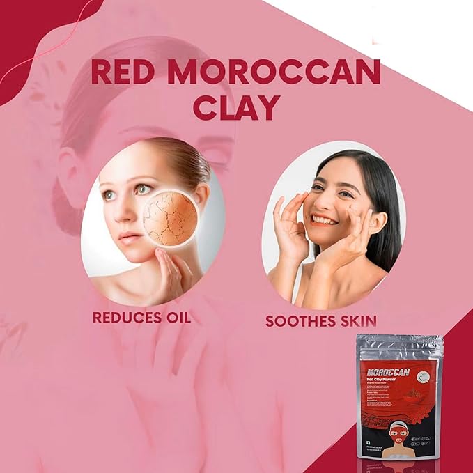 SVATV Red Moroccan Clay Powder | Red Clay | Skin care| Hair Mask | Face Scrub | Skin Care Detox -227 Gram, Half Pound, 8 Ounce