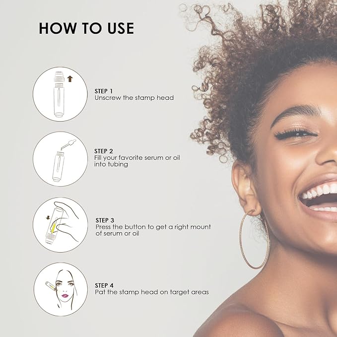 AQUA STAMP 2-in-1 Titanium Derma Stamp | 0.25mm Gold Micro Needles | Manual Microneedling Tool for Face Lips Scalp Care | Portable Serum Applicator with Storage Tube