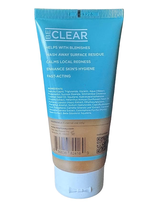 Hey Honey BE CLEAR Acne Skincare Routine: Daily Facewash, Deep Pore Cleanser & Clarifying Overnight Treatment | Natural Formula with Propolis, Squalane & Honey Fights Blemishes, Balances Oily Skin.