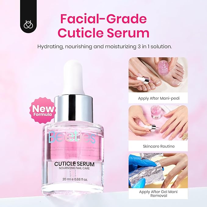 Beetles Cuticle Oil For Nails - 20ml Nail Care Strengthener Oil Stronger Nails Spa and Hand Manicure Essentials Damaged Cuticles for Repaired Thin Nails Nourish Home Nail Gfit for Women