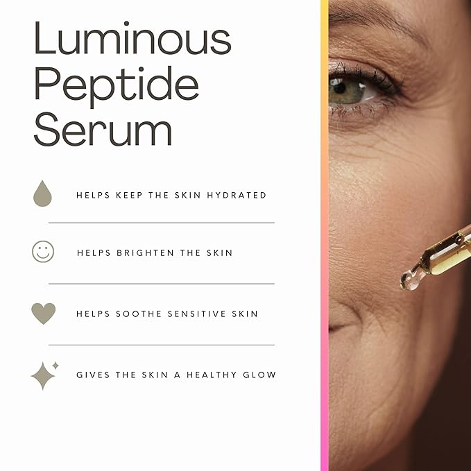 Luminous Peptide Serum Best Anti Aging Facial Treatment Skin Care Improve Fine Lines, Hydrate, Lifts Plumps Firms Reduce Deep Wrinkles Improve Skin Tone for Men and Women