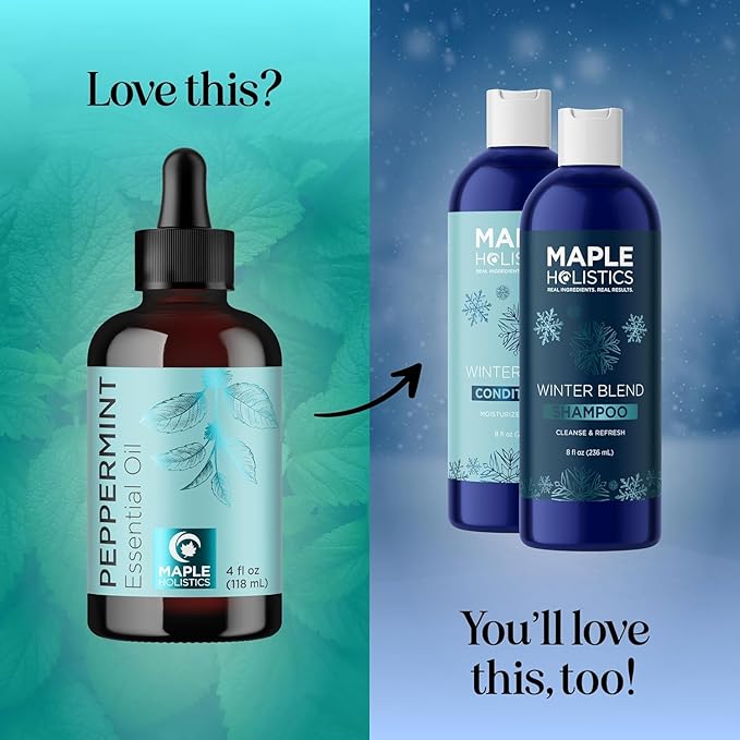 Peppermint Essential Oil for Diffuser Aromatherapy - 100% Pure Peppermint Oil for Hair Skin and Nails Plus Undiluted Refreshing Aromatherapy Essential Oil for Diffusers Baths and Topical Uses 4oz