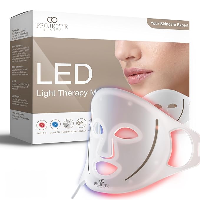 LED Light Therapy Mask by Project E Beauty | Anti-Aging & Anti-Blemish (Silicone Mask)