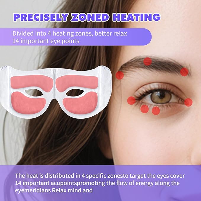 18 Packs Steam Eye Mask for Dry Eyes Eye Self Heating Mask Disposable SPA Warm Eye Compress Sleep Mask Womens Gifts for Christmas (Lavender-Hollow)