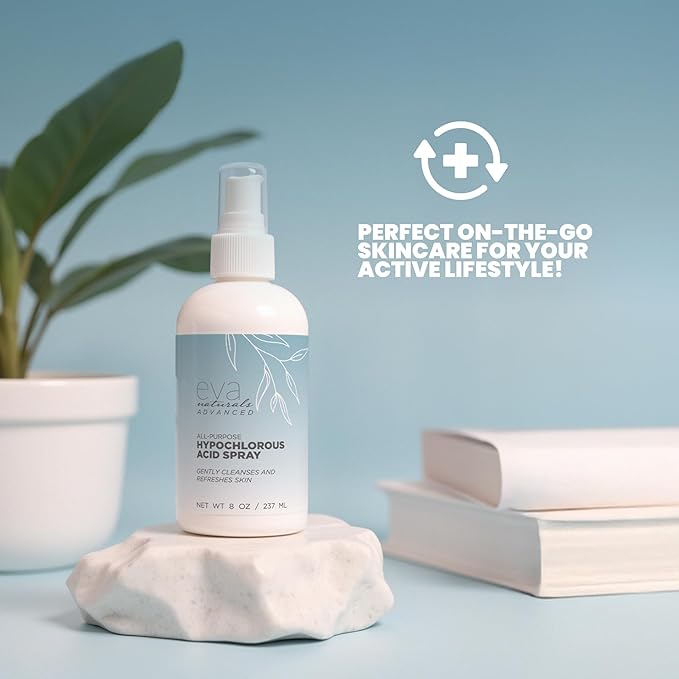 Eva Naturals Hypochlorous Acid Face Spray | Refreshing Facial Cleanser Mist for Sensitive Skin | Post-Workout Skin Toning Spray | Non-Toxic Hydrating Acne Treatment