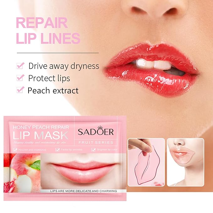 MEICOLY 30 Pads Eye and Lip Masks Sheet,Moisturizing Caviar Under Eye Mask,Hydrating Peach Lip Masks,Crystal Anti-Aging Eye Patches Dark Circle Remover with Box,15 Eye Mask+15 Lip Mask