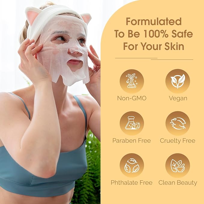 Face Sheet Mask with Vitamin C & E - Dermatologist Tested Korean Beauty Mask for Brightening & Deep Hydration -Premium Facial Treatment for Glowing & Rejuvenated Skin -15 Pack