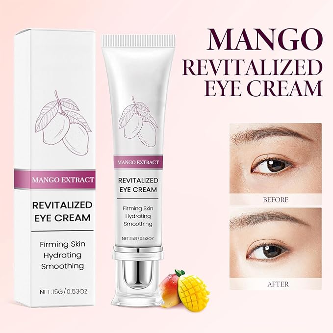 2PCS Mango Eye Cream, Eye Moisturizing Serum, Anti-Aging Treatment for Puffiness, Dark Circles & Fine Lines, Fast-Absorbing Hydration, 0.53 Fl Oz x 2