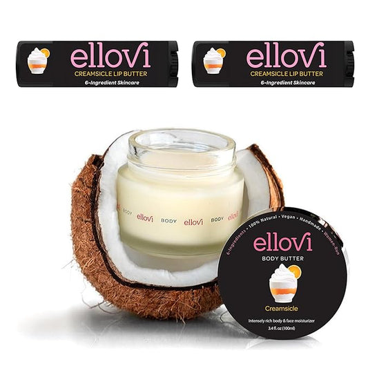 Creamsicle Lip & Body Butter Bundle | All-Natural, Vegan Skincare for Ultimate Hydration & Nourishment | Made with 6 Pure Ingredients | Ethically Sourced & Cruelty-Free