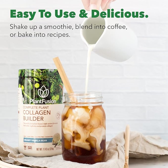 PlantFusion Vegan Collagen Powder - Plant Based Collagen Protein Powder For Muscle & Joints, Hair, Skin & Nails - Keto, Gluten Free, Soy Free, Non-Dairy, No Sugar, Non-GMO - Chocolate 11.43 oz