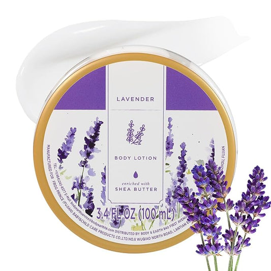 Princess Belle Lavender Body Lotion, Travel Size Body Lotion for Women and Men Dry Skin, Deep Moisturizing and Hydrating with Natural Shea Butter, Smell Good, 100ml(3.4floz)
