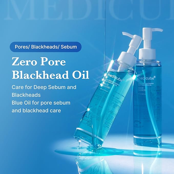 medicube Zero Pore Blackhead Deep Cleansing Oil | Makeup Remover for all skin types, Daily Moisture Facial Cleanser, Low-Irritation | Korean Skin Care (205ml / 6.93 fl.oz)