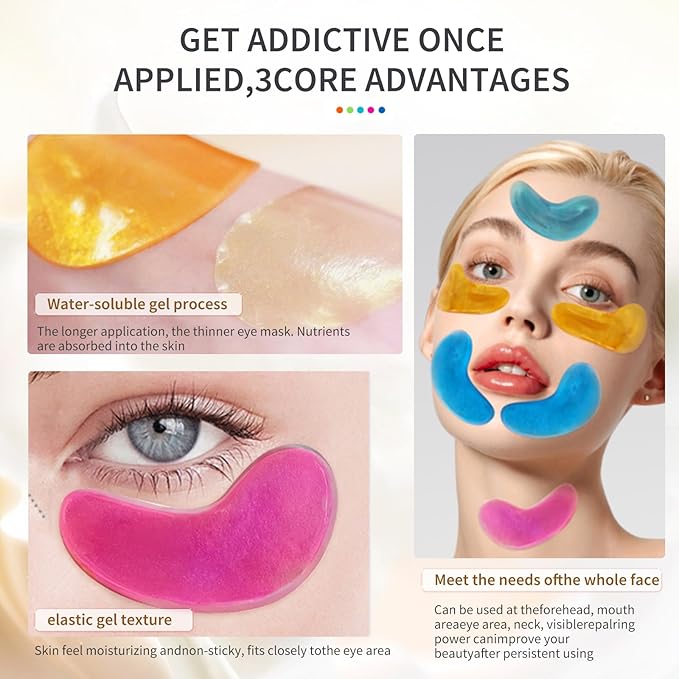 MOND'SUB Premium Under Eye Patches, Gel Eye Patches Hydrating & Refresh for Puffy Eyes, Under Eye Bags & Dark Circles, Natural Collagen Eye Gels Pads, Crystal Anti-Aging Eye Mask (Purple)