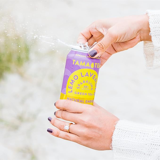 Sparkling Lemo Lavender Green Tea by Tama Tea - Made with Real Fruit & Herbs - Zero Sugar, Zero Calories, Non-GMO - Naturally Energizing Green Tea High in Antioxidants & Nootropics - 12 oz Pack of 12