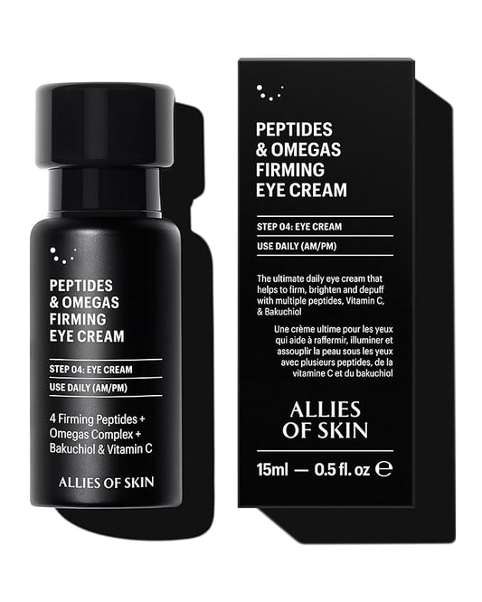 Allies of Skin Peptides Firming Eye Cream | Under Eye Moisturizer for Dark Circles & Puffiness | Bakuchiol, Ceramides and Vitamin C for Fine Lines and Under Eye Area | 0.5 oz