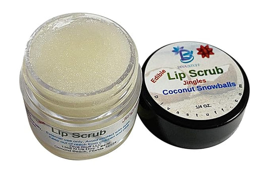 Diva Stuff Ultra Hydrating Lip Scrub for Soft Lips, Gentle Exfoliation, Moisturizer & Conditioner, ¼ oz - Made in the USA (JIngles Coconut Snowball)