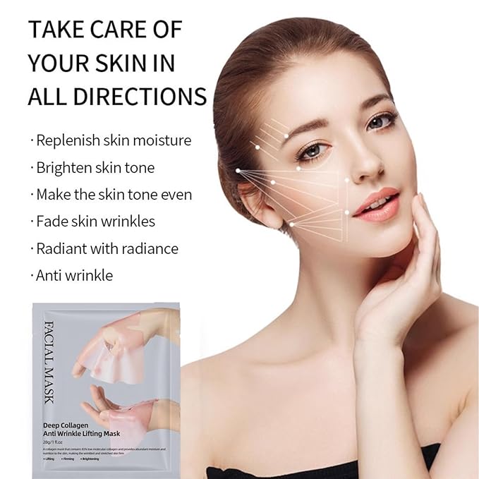 5 Packs Korean Overnight Collagen Face Mask: Glass Skin Face Mask for Deep Moisturizing, Firming, Glowing – Low Molecular Bio Collagen Sleeping Sheet Mask for Glass Glow