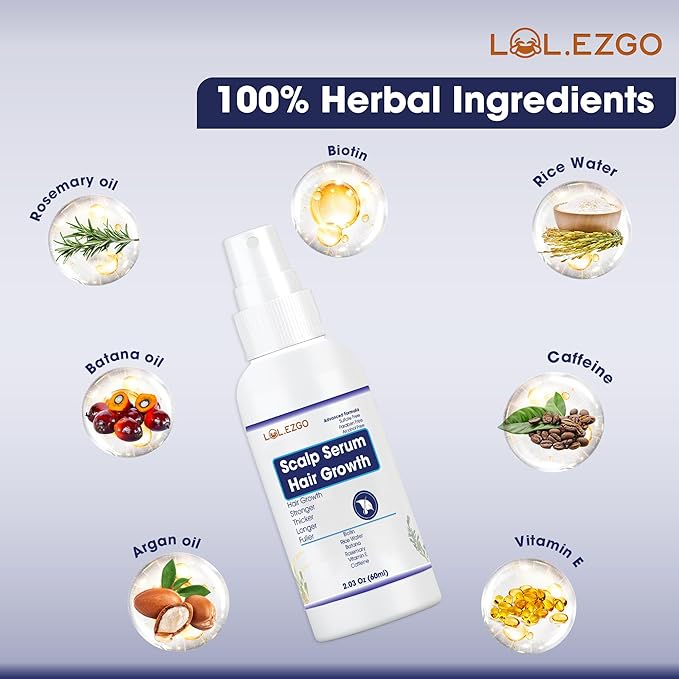 Dry Scalp Serum for Hair Growth - Improves Scalp Health to Promote Hair Grow Longer Thicker Stronger Fuller & Shinier, Hair Scalp Oils for Hair Growth Non-greasy, No Sticky Residue.