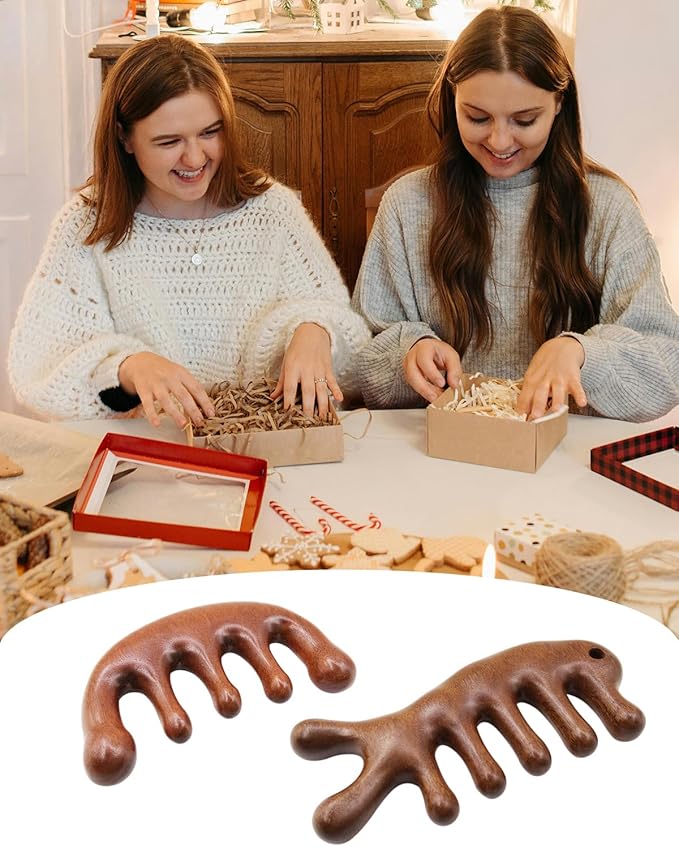 Wooden Scalp Massager Comb - 6 Pack Wooden Comb for Hair Growth Brush, Natural Sandalwood Comb Head Massager for Women Men