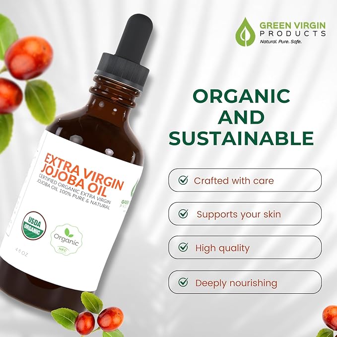 100% Pure Organic Jojoba Oil - 4 Fl Oz (Pack of 1)