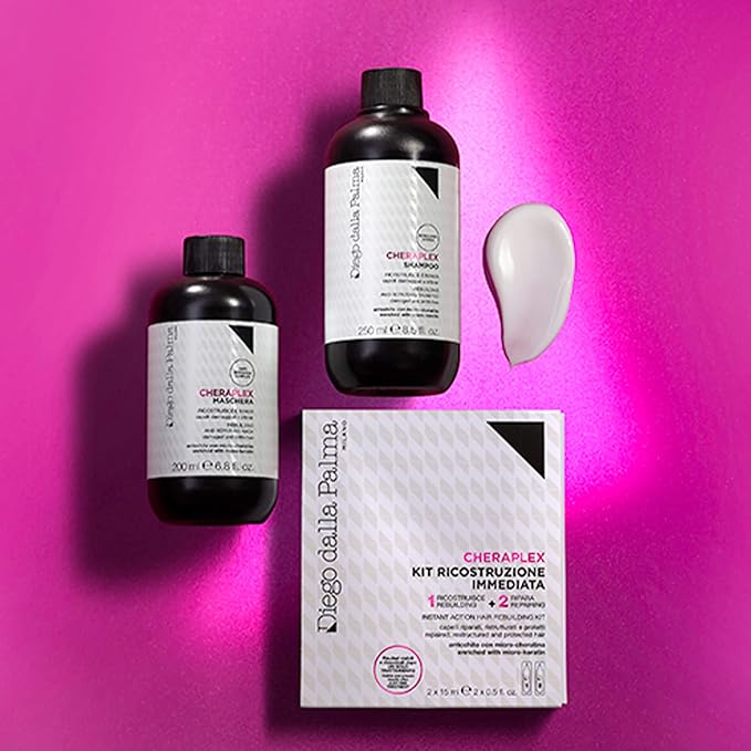 Diego dalla Palma Cheraplex Instant Action Hair Rebuilding Kit - Two-Step Shock Action Hair Treatment - Contains Rebuilding And Repairing Phases - Restructures All Hair Types - 2 Pc
