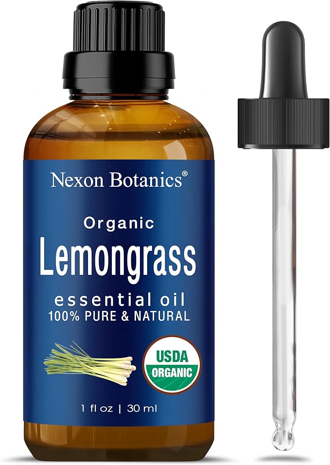 Organic Lemongrass Essential Oil 30 ml - Pure, Natural Lemongrass Oil for Diffusers & Aromatherapy - Skin & Hair Care - Undiluted - Nexon Botanics