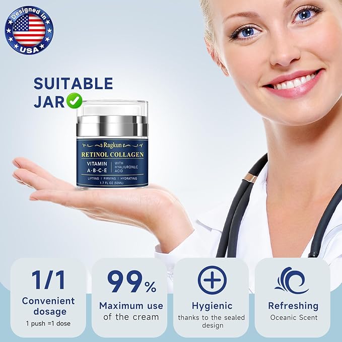 Retinol Cream for Face, Collagen Neck Creams for Tightening and Firming, Anti Aging Day & Night Facial Moisturizer for Women & Men, Instant Face Lift Wrinkle Cream 2-Pack