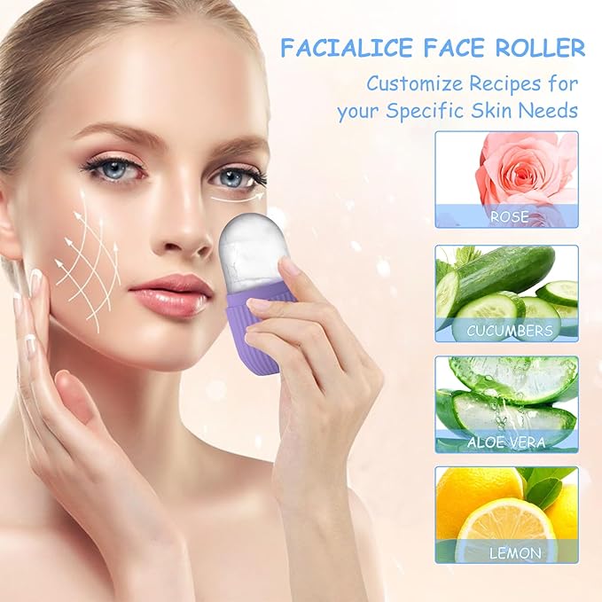 3pcs Ice Cube Roller for Face,Eye,Silicone,Reusable Facial Massager Ice Mold,Brighten Skin Enhancing Natural Glow,De-Puff Eye Bags,Reduce Migraine Pain (Pink)