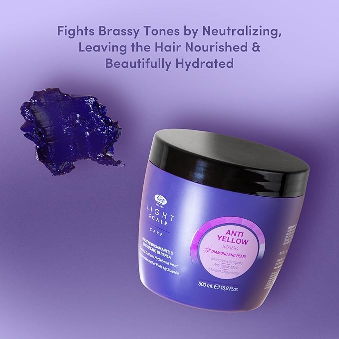 Lisap Purple Hair Mask, Light Scale Hair Care Anti Yellow Hair Toner for Blondes, Toning Blonde, White, Silver Hair & Highlights, Nourishing & Hydrating Mask, Neutralizes Brassy Tones, 16.9 fl oz