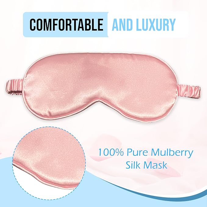 Le Luxe Sleep Mask (Luxury Silk Sleep Mask, Silky Smooth Comfort - Eye Cover - Eye Mask - Anti Aging - Skin Care - Ultra Soft - Light & Comfy (Crepe Pink)