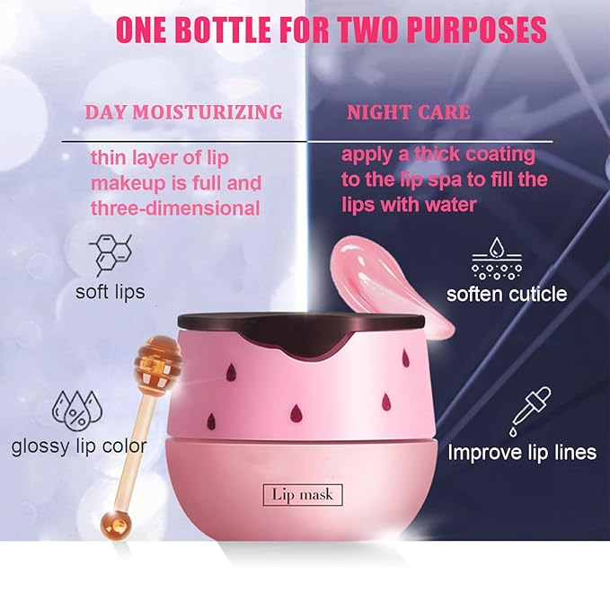 2 Pack Strawberry Lip Mask & Balm Pot - Propolis Moisturizing Hydrating Lip Sleeping Mask - Prevents Dry & Cracked Lips - Exfoliator (Strawberry)