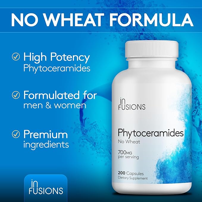 Phytoceramides 200 Capsules Skin Repair Rejuvenation Anti-Aging Support Plant-derived Ceramides 700mg Gluten Free Non-GMO