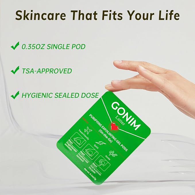 On-the-Go Purifying Exfoliating Gel Pods (15 Count) - Sensitive Skin-Friendly Travel-Size Skincare with Aloe + Hyaluronic Acid, Gentle Face Scrub, Vegan & Recyclable Packaging 15 x 0.1 oz