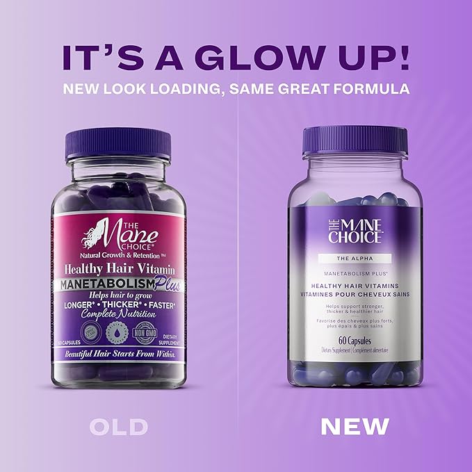 The Mane Choice MANETABOLISM Plus Healthy Hair Growth Vitamins - Supplements for Longer, Thicker, Healthier Hair - Hair Skin & Nails Vitamins for Women & Men (60 Capsules) Packaging May Vary