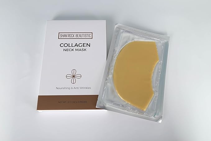 SHAN'ROCK BEAUTISTIC 2pc Luxury Collagen Neck Mask/Anit-Wrinkle Hydrating Neck Mask/Anti-Aging Moisturizing Neck Mask/Rejuvenate and Tighten Collagen Neck Mask