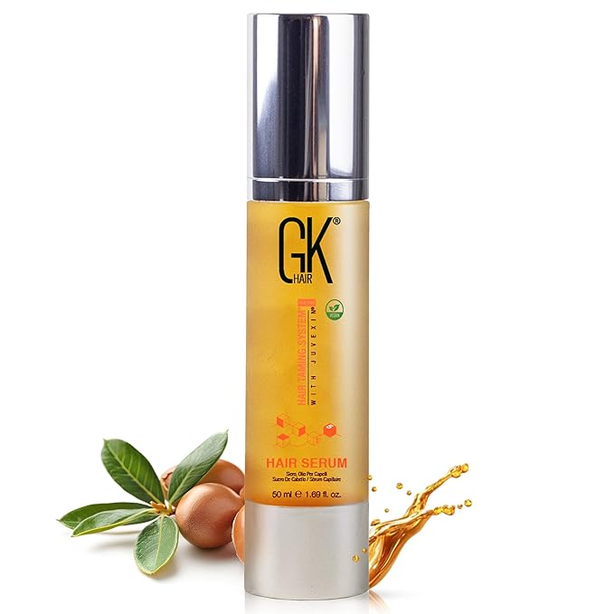 GK HAIR Hair Oil Keratin Treatment Serum Argan Oil Lightweight Formula For Frizz Control Heat Protection Add Shine Repair Dry Damaged Hydrating Sulfate Free All Hair Types Men Women 1.69 Oz