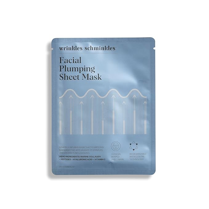 Wrinkles Schminkles Hydrating Facial Collagen Plumping Sheet Mask for Glowing Skin - Ultimate Facial Hydration and Rejuvenation - (1 Count)
