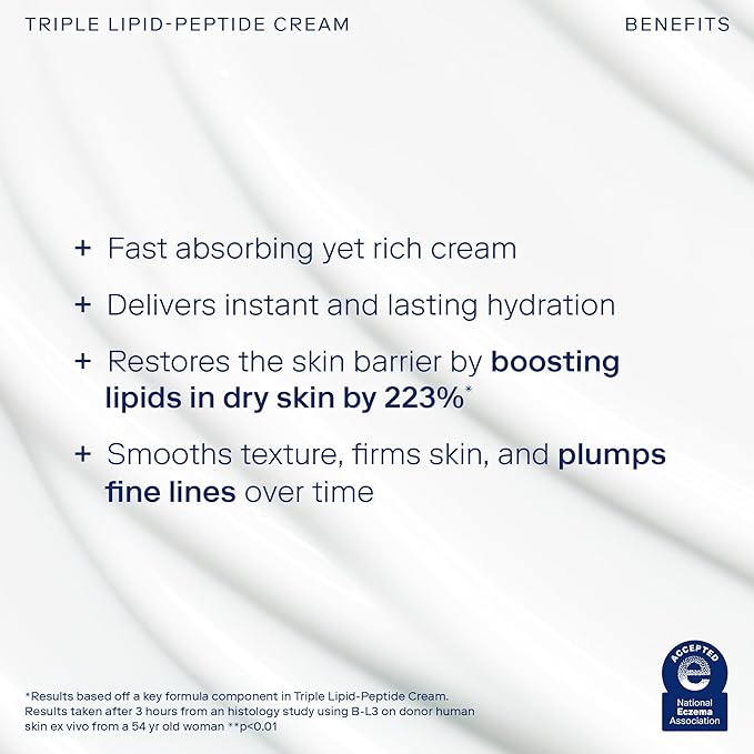 Skinfix Triple Lipid-Peptide Cream - 1.7 oz - Rich Face Moisturizer to Instantly Hydrate & Restore Dry, Sensitive Skin - Non-Comedogenic, Fragrance Free, Vegan, Cruelty Free