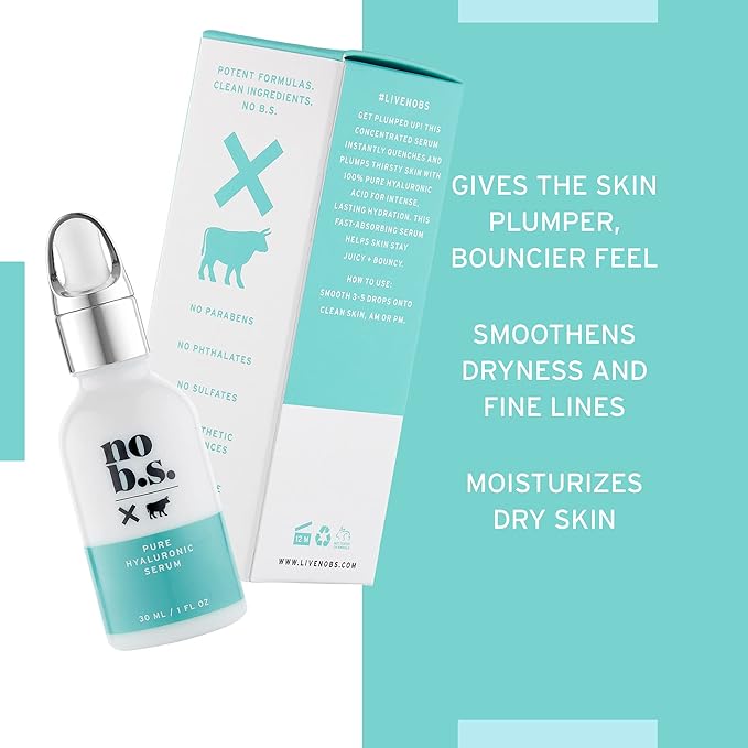 No Bad Stuff - Pure Hyaluronic Acid Serum For Face, Fine Lines & Wrinkles Serum, Suitable for All Skin Types, Skin Care for Women & Men, Gluten Free, Vegan, Travel Size, Unscented 1 FL Oz