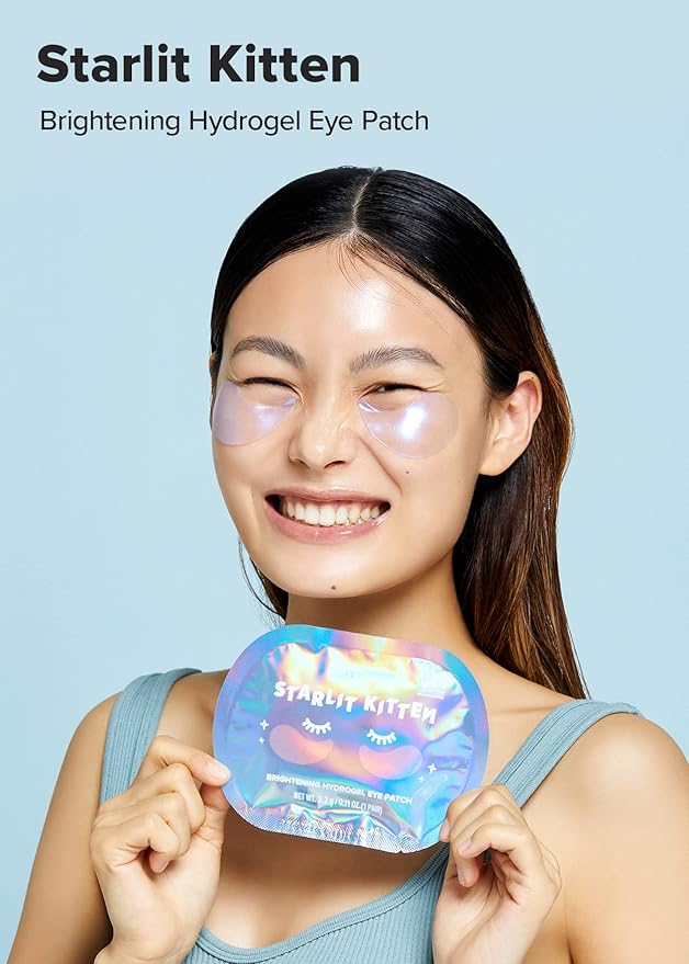 I DEW CARE Hydrogel Eye Patch - Starlit Kitten, 5 EA + Face Wash Headband & Scrunchie Set - Perfect Spa Pair, 1 Count Bundle