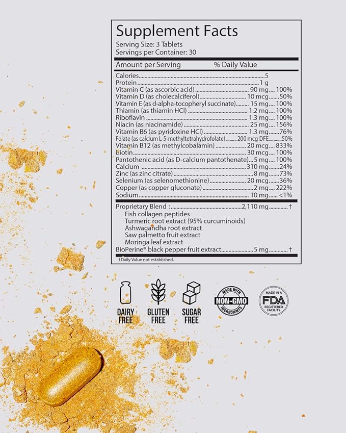 Advanced Hair, Skin & Nails Formula - Dermatologist and Plastic Surgeon Developed, clinically Tested for visibly Stronger and Thicker Hair in 12 Weeks