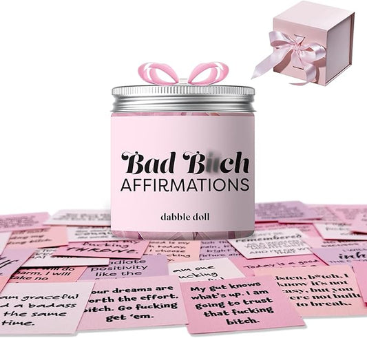 Badass Affirmations Jar, Encouragement Gift for Women, Motivation, Quote Cards, Daily Positive Self-Talk