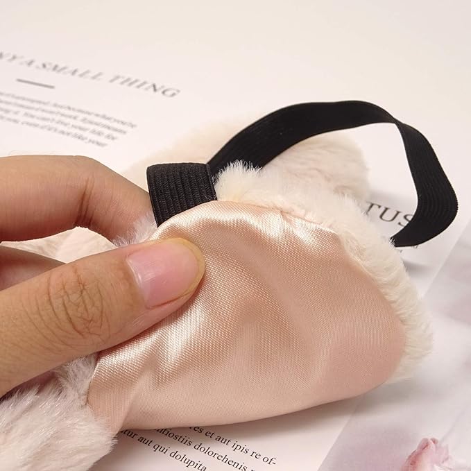 Honbay Plush Rabbit Sleeping Eye Mask Cute Cartoon Animal Eye Mask for Children (Beige)