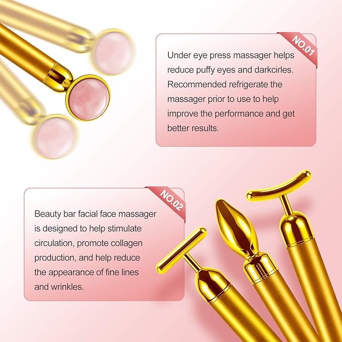 4-in-1 Face Massager Roller 24k Golden Face Roller, Arm Eye Nose Massage for Face Facial Massager Skin Care Tools