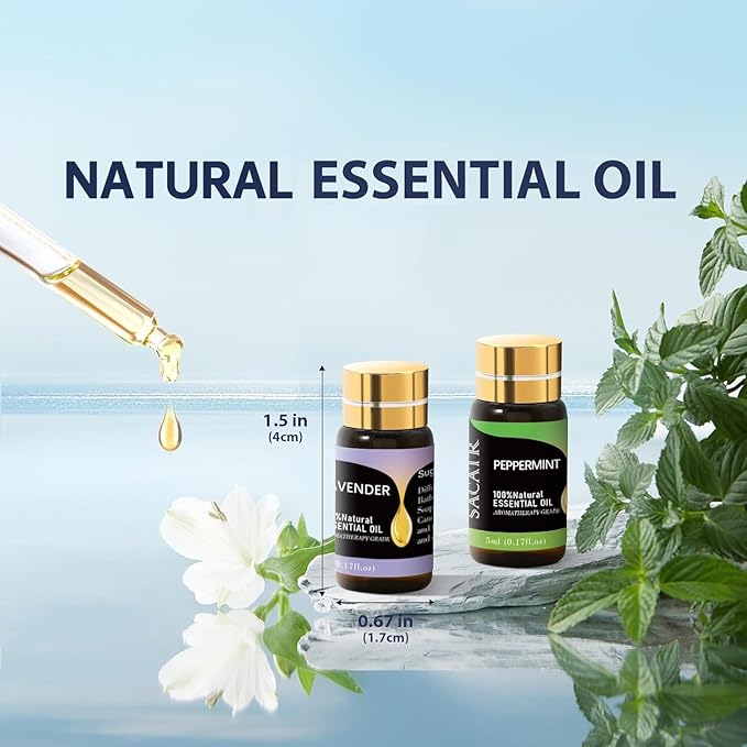 Essential Oils by SACATR Natural Essential Oil Set -12 Essential Oils Gift Set for Diffuser, Massage, Fragrance Oil Scent for DIY Candle and Soap Making (12 * 5ML)